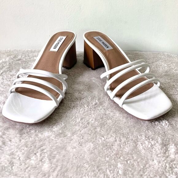 Steve Madden White Omay Sandal Heels - Picture 1 of 10